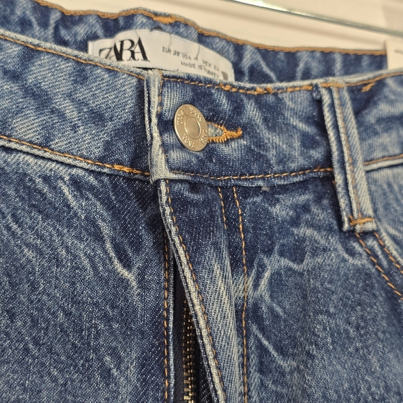 NWT Zara Wide Leg High Rise Jeans Boho Blue Size 4 - Picture 5 of 7